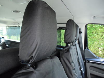 Ford Transit (2013-) Custom Front Driver & Double Passenger Black Seat Covers With Work Tray