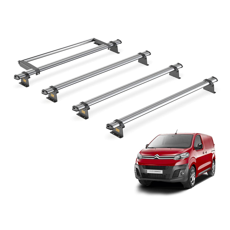 Citroen Dispatch (2016-) - 4 Van Guard Ultibar Trade Roof Bars + Roller