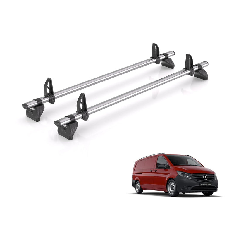 Mercedes Vito (2014-) - 2 Rhino Kammbar Fleet Roof Bars (Steel)