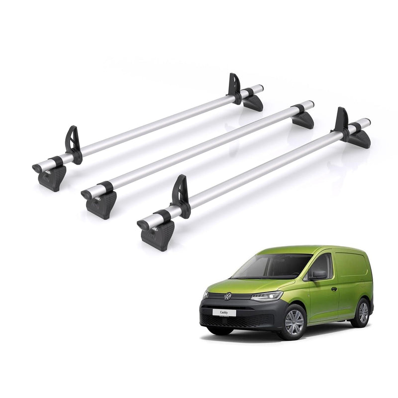 VW Caddy (2020-) - 3 Rhino Kammbar Pro Roof Bars (Aluminium)