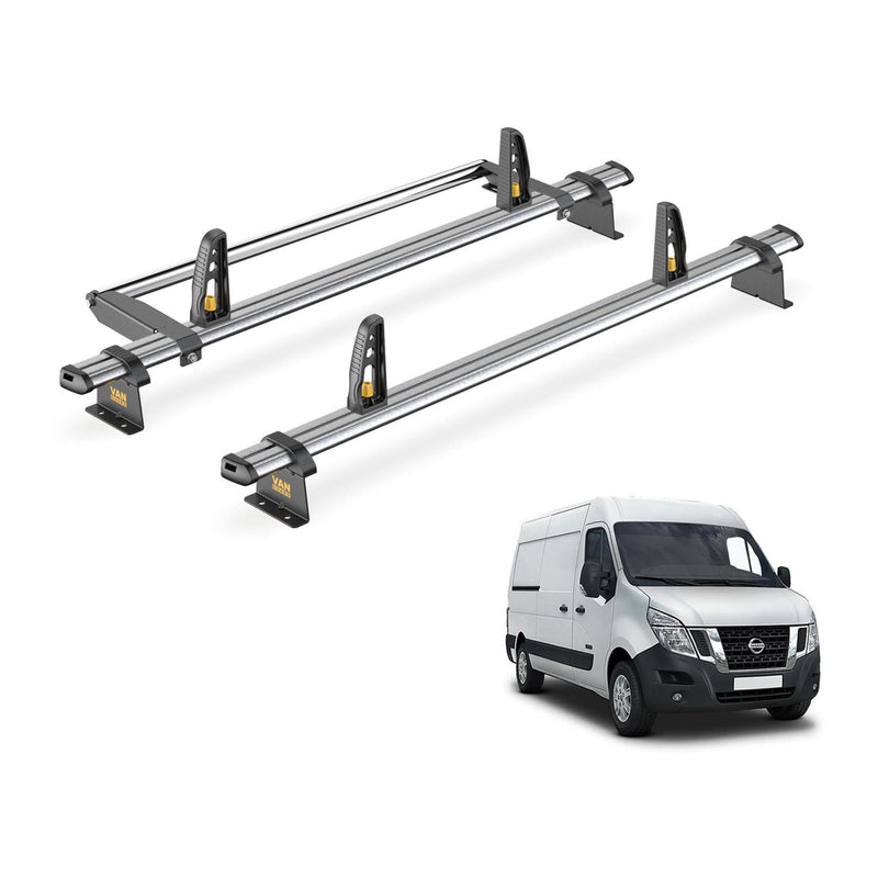 Nissan NV400 Roof Rack for 2011+ 2x Bars & Roller & Loadstops Van Guard Trade