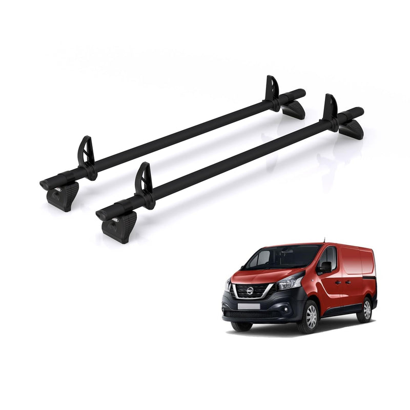 Nissan NV300 (2016-2021) - 2 Rhino Kammbar Black Roof Bars (Aluminium)