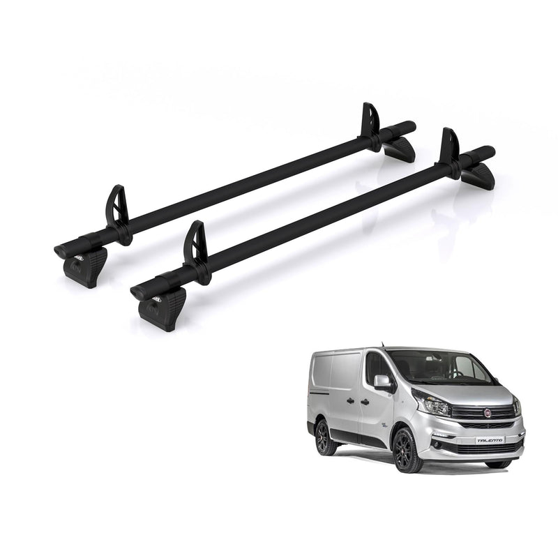 Fiat Talento (2016-2020) - 2 Rhino Kammbar Black Roof Bars (Aluminium)