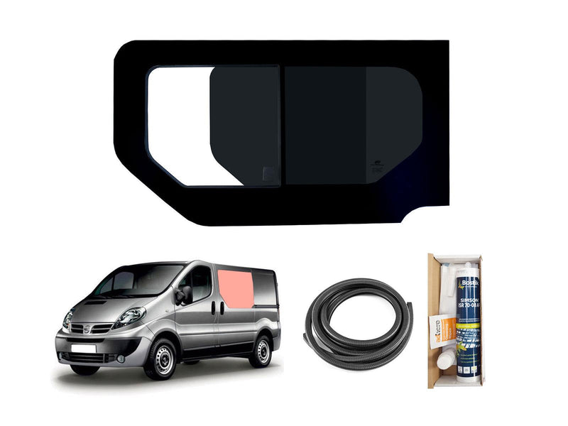 Nissan Primastar (2001-2014) Passenger Side Opening Window Privacy Camper Glass with Fitting Kit