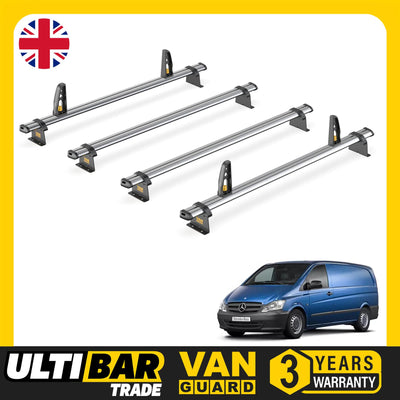 Mercedes Vito Roof Rack (2003-2014) 4x Roof Bars + Loadstops Van Guard Trade