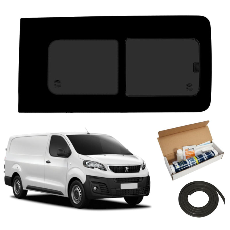 Peugeot Expert (2016-) Driver Side Opening Window Privacy Camper Glass with Fitting Kit