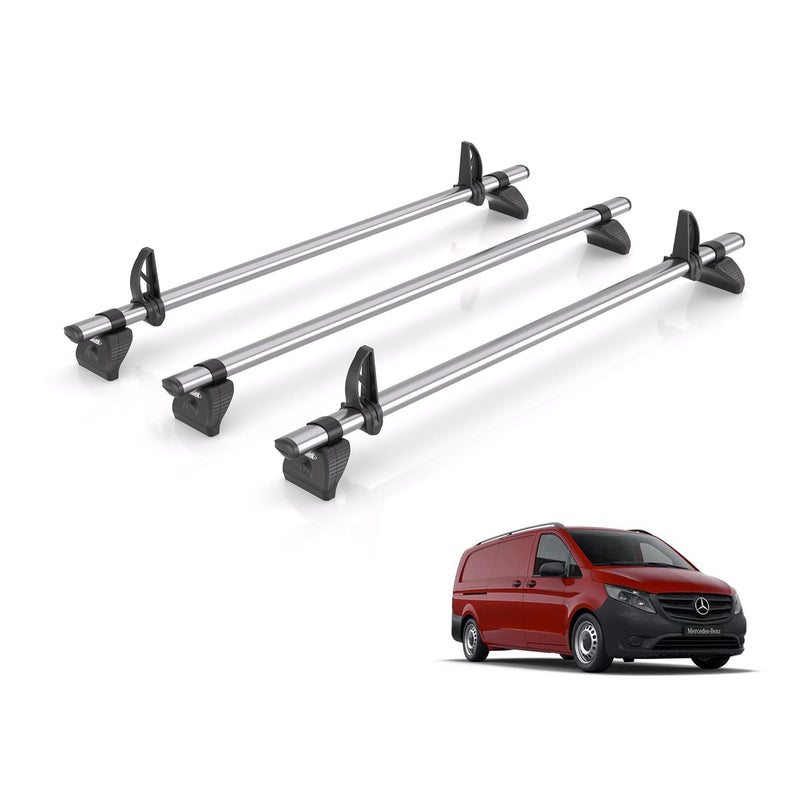 Mercedes Vito (2014-) - 3 Rhino Kammbar Fleet Roof Bars (Steel)