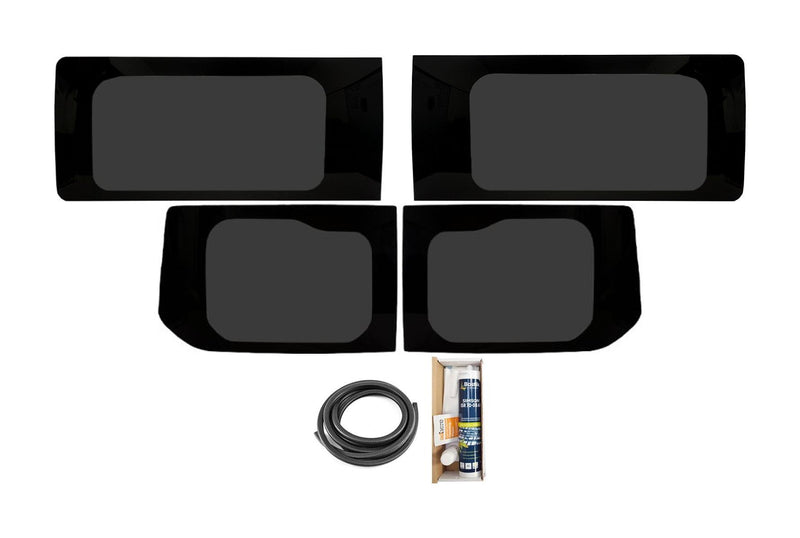 Ford Transit Custom (2023-) Fixed Side and Rear Door Window Privacy Camper Glass Full Kit with Fitting Kit