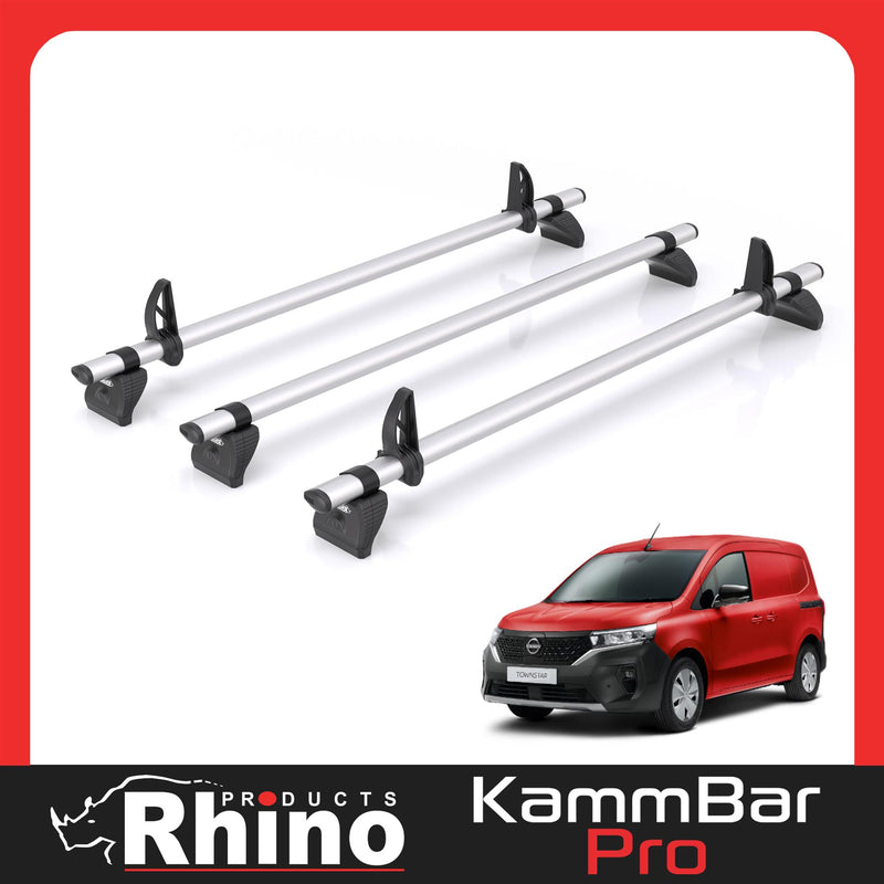 Nissan Townstar (2022-) - 3 Rhino Kammbar Pro Roof Bars (Aluminium)