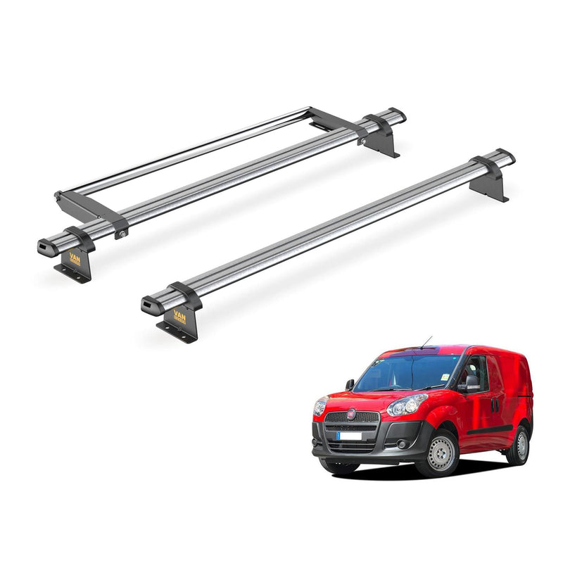 Fiat Doblo (2010-2022) - 2 Van Guard Ultibar Trade Roof Bars + Roller