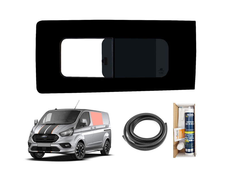 Ford Transit Custom (2013-2023) Passenger Side Opening Window Privacy Camper Glass with Fitting Kit