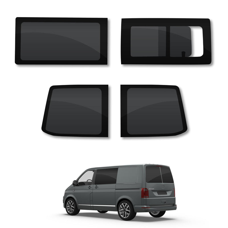 VW Transporter T6 (2015-2022) Driver Opening Passenger Fixed Side and Rear Door Window Privacy Camper Glass Full Kit