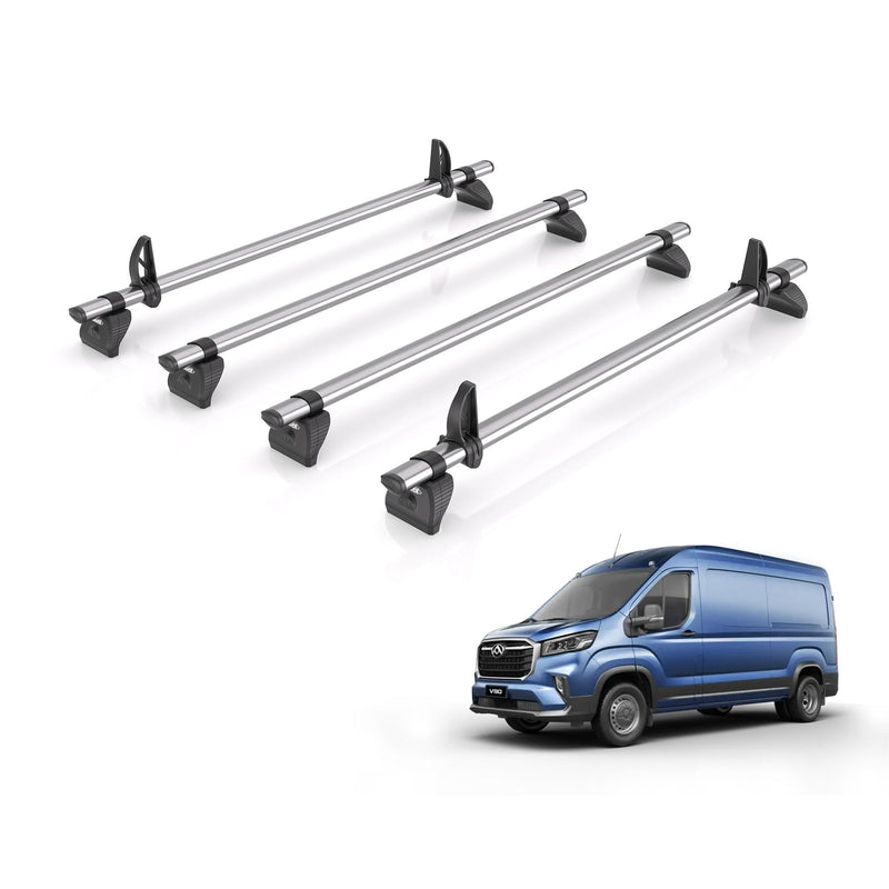 Maxus Deliver (2020-) 9 - 4 Rhino Kammbar Fleet Roof Bars (Steel)