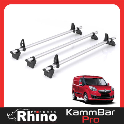 Vauxhall Combo (2012-2018) - 3 Rhino Kammbar Pro Roof Bars (Aluminium)