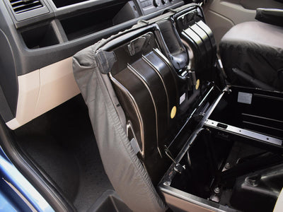 VW Transporter (T5 2010-2015) - Tailored Front Row w/ Armrest Seat Covers in Black (1+2)