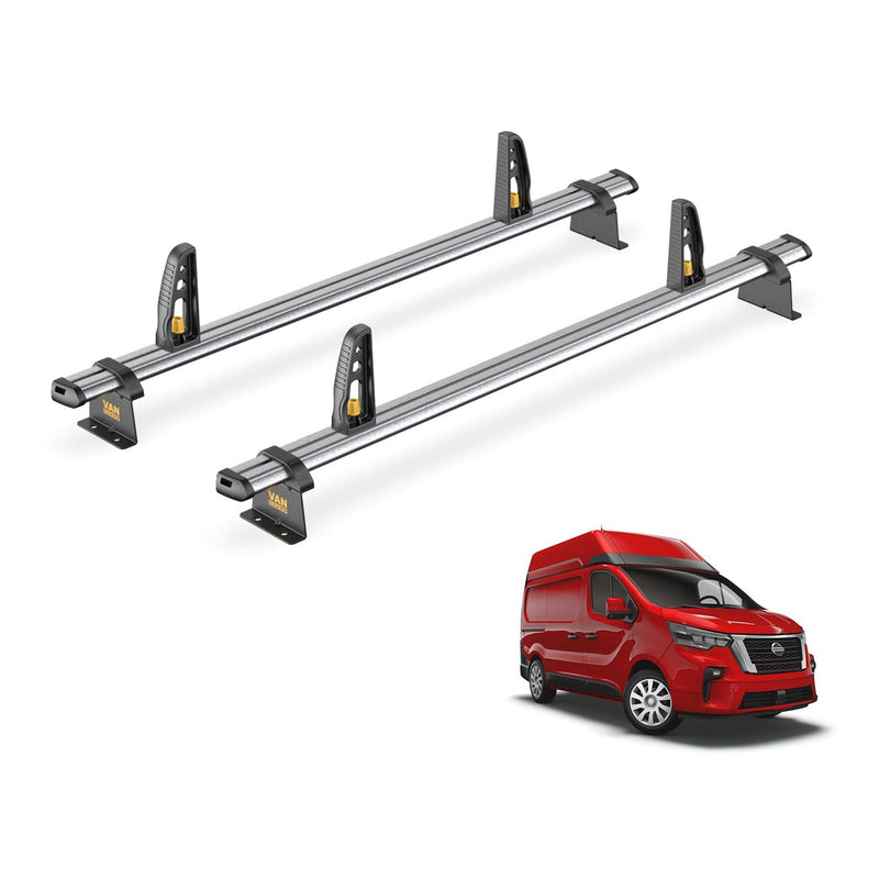Nissan NV300 Roof Rack (2016+ High Roof) 2 Bars + Loadstops Van Guard Ulti Trade