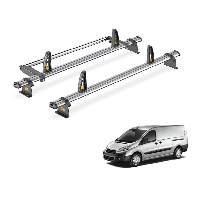 Peugeot Expert Roof Rack (2007-16) [Tailgate] 2 Bars Bundle Van Guard Ulti Trade