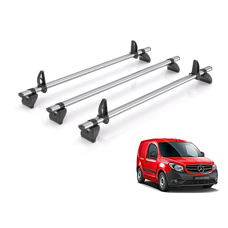 Mercedes Citan (2012-2021) - 3 Rhino Kammbar Fleet Roof Bars (Steel)
