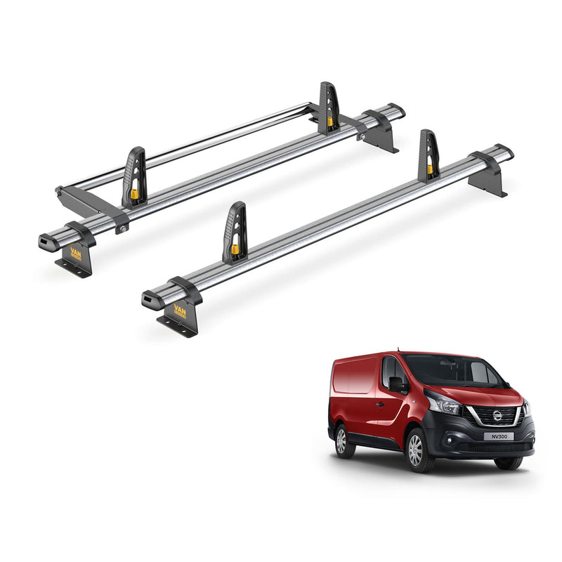 Nissan Primastar Roof Rack (2002-2015 Standard Roof) 2x Bars & Roller Van Guard
