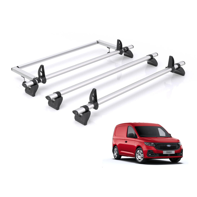 Ford Transit (2024-) Connect - 3 Rhino Kammbar Pro Roof Bars + Roller (Aluminium)