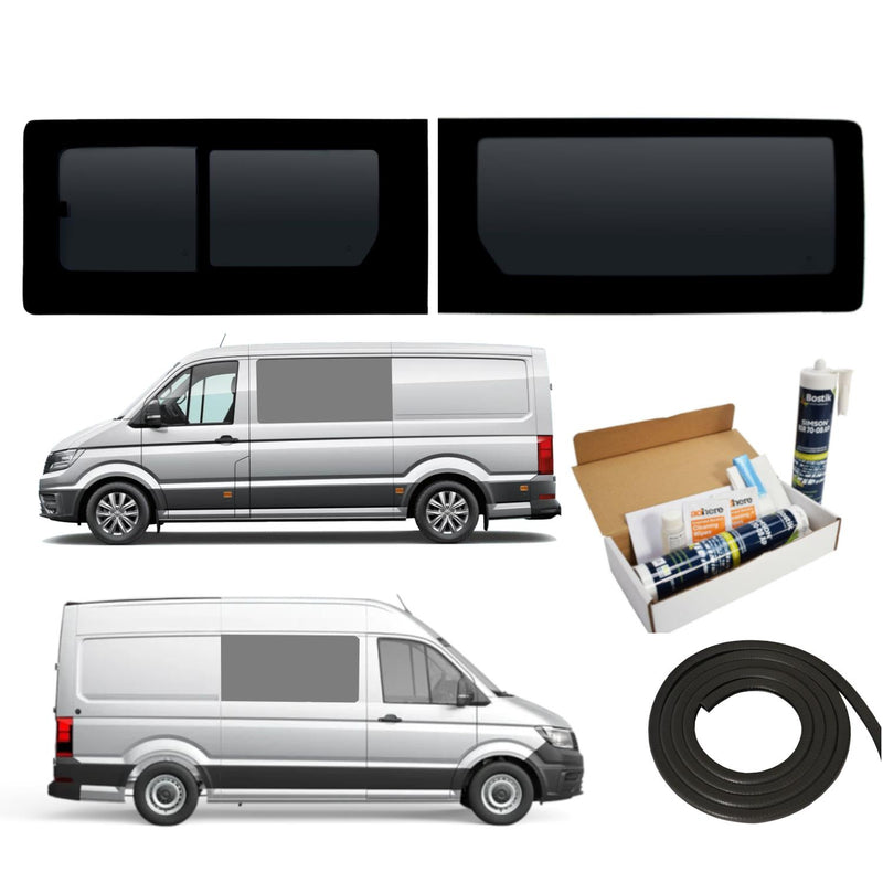 VW Crafter (2017-) - Left Opening Right Fixed Dark Tint Windows & Fitting Kit