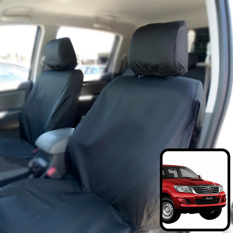 Toyota Hilux (2005-2016) - Tailored Front Row Seat Covers in Black (1+1)