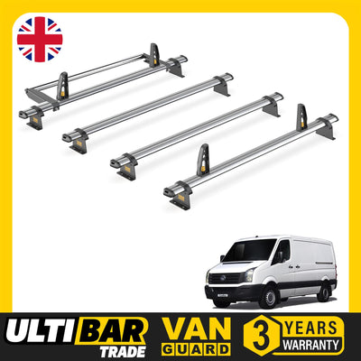 VW Crafter Roof Rack for 2006-2017 L2H1 4 Bars + Rollers Van Guard UltiBar Trade