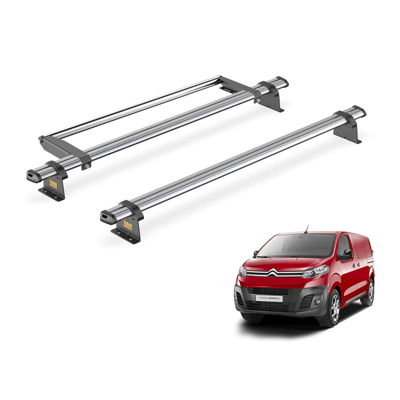 Citroen Dispatch (2016-) - 2 Van Guard Ultibar Trade Roof Bars + Roller