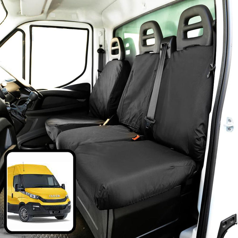 Iveco Daily (2014-) - Tailored Front Row w/ Armrest Seat Covers in Black (1+2)