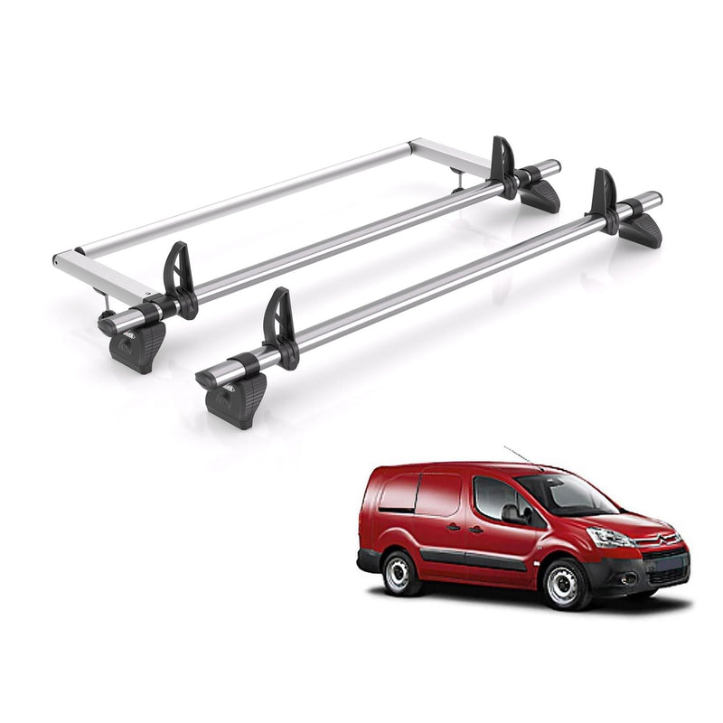 Citroen Berlingo (2008-2018) - 2 Rhino Kammbar Fleet Roof Bars + Roller (Steel)