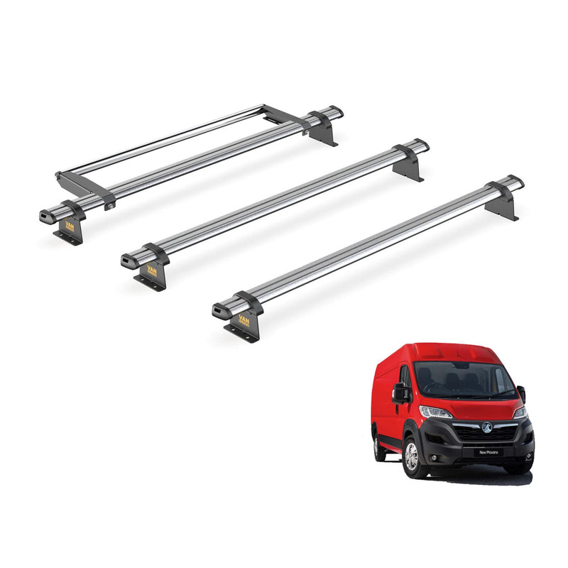 Vauxhall Movano (2010-2021) - 3 Van Guard Ultibar Trade Roof Bars + Roller