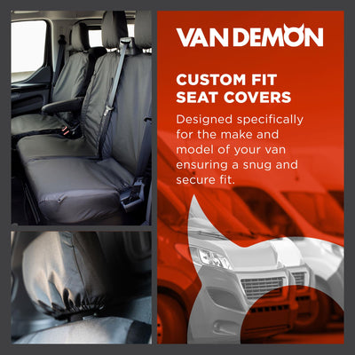 Ford Transit (MK8 2014-) - Tailored Rear Bench Seat Covers in Black (Chassis Cab)