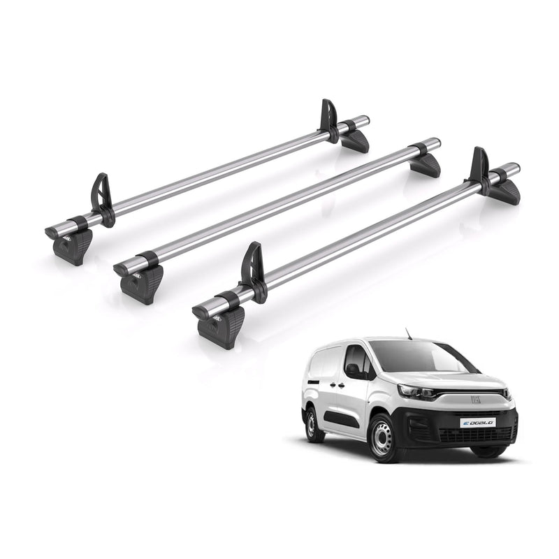 Fiat Doblo (2022-) - 3 Rhino Kammbar Fleet Roof Bars (Steel)