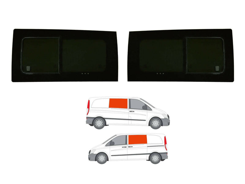 Mercedes Vito (2003-2014) Driver and Passenger Side Opening Window Privacy Camper Glass