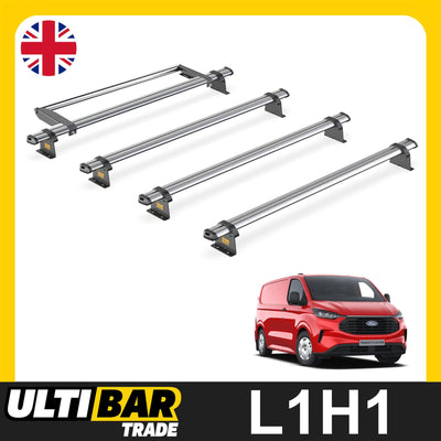 Ford Transit (2024-) Custom - 4 Van Guard UltiBar Trade Roof Bars + Roller