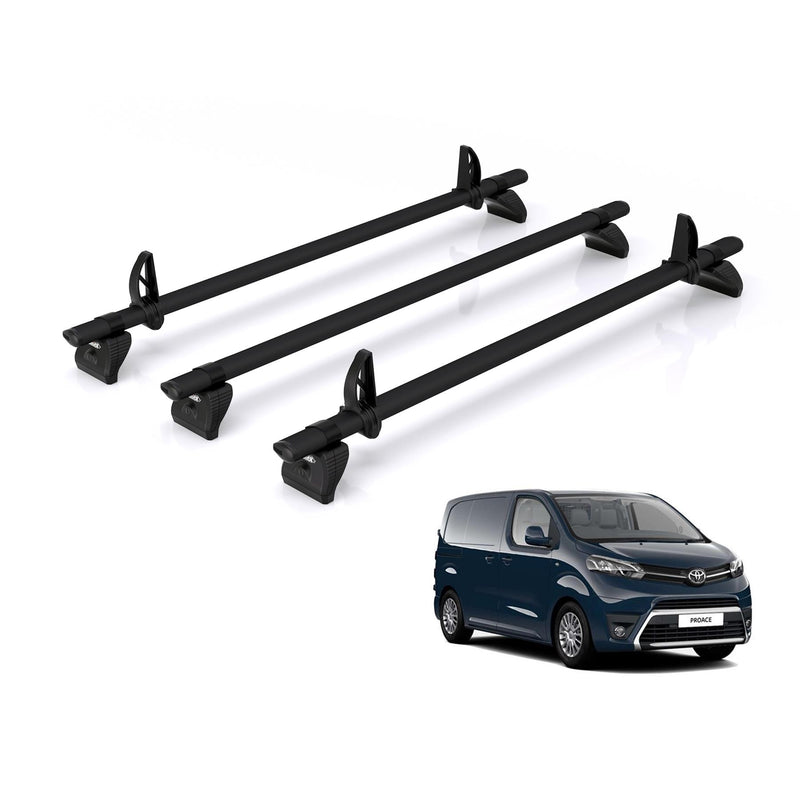 Toyota ProAce (2016-2024) - 3 Rhino Kammbar Black Roof Bars (Aluminium)