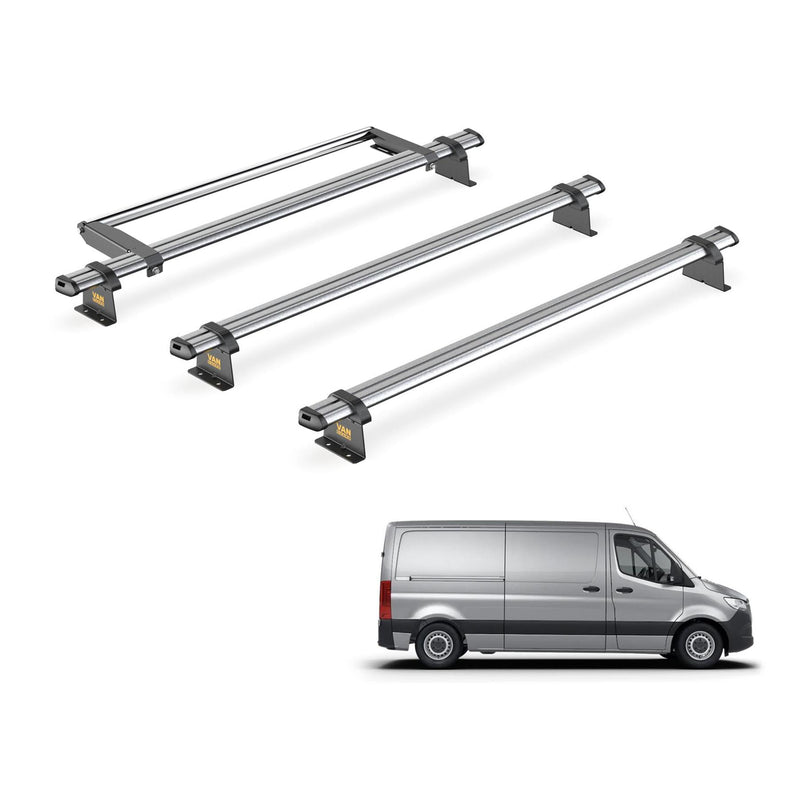 Mercedes Sprinter (2018-) - 3 Van Guard Ultibar Trade Roof Bars + Roller