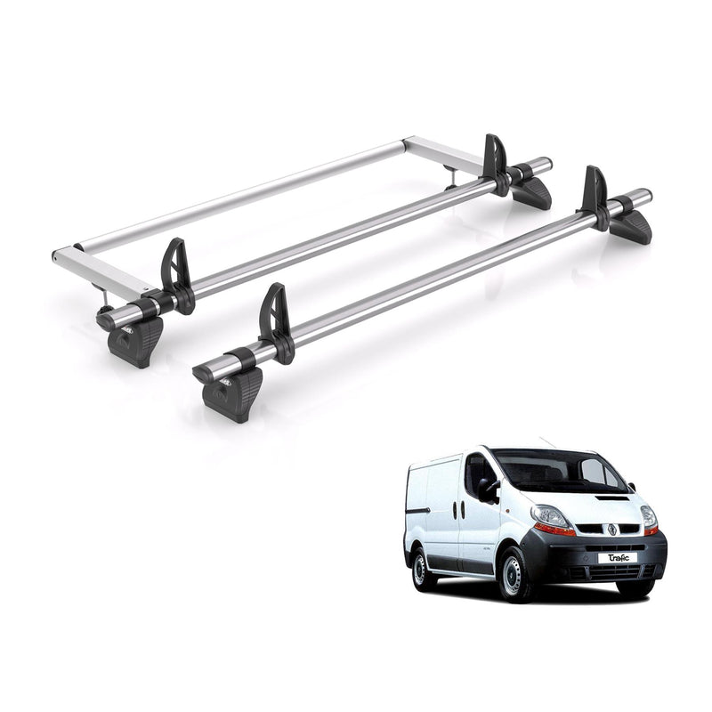 Renault Trafic Roof Rack For 2001-14 Vans 2 Bars + Roller Rhino Fleet
