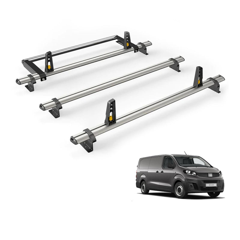 Fiat Scudo Roof Rack for 2022+ [L2 Wheelbase] 3 Bars & Roller - Van Guard Plus