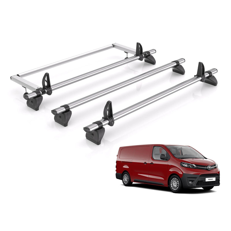 Toyota ProAce (2016-2024) - 3 Rhino Kammbar Fleet Roof Bars + Roller (Steel)