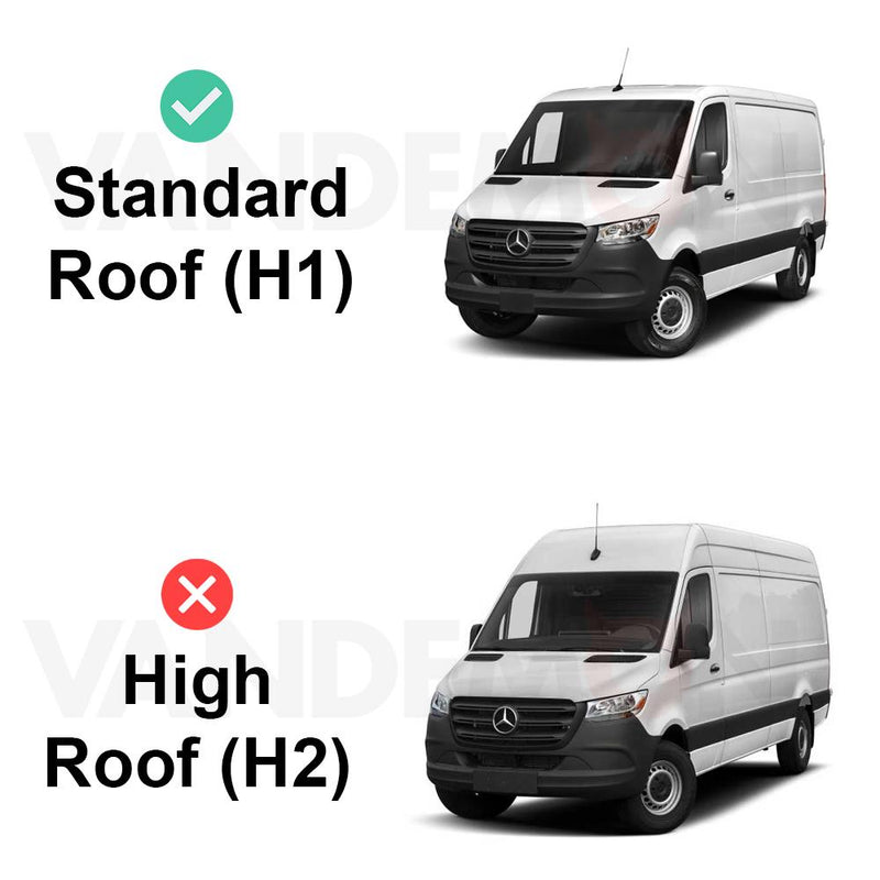 Mercedes Sprinter (2018-) - 2 Rhino Kammbar Pro Roof Bars + Roller (Aluminium)