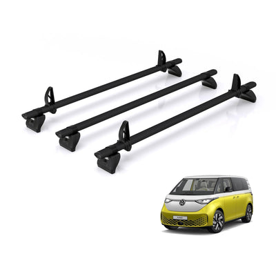 VW ID Buzz (2022 onwards) - Rhino Kammbar Black Roof Bars