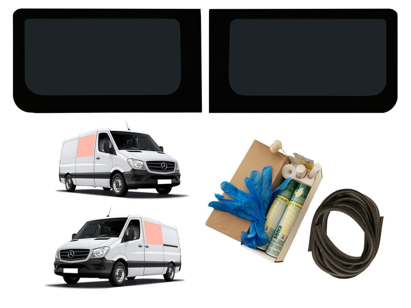 Mercedes Sprinter (2006-) Driver and Passenger Side Fixed Window Privacy Camper Glass with Fitting Kit