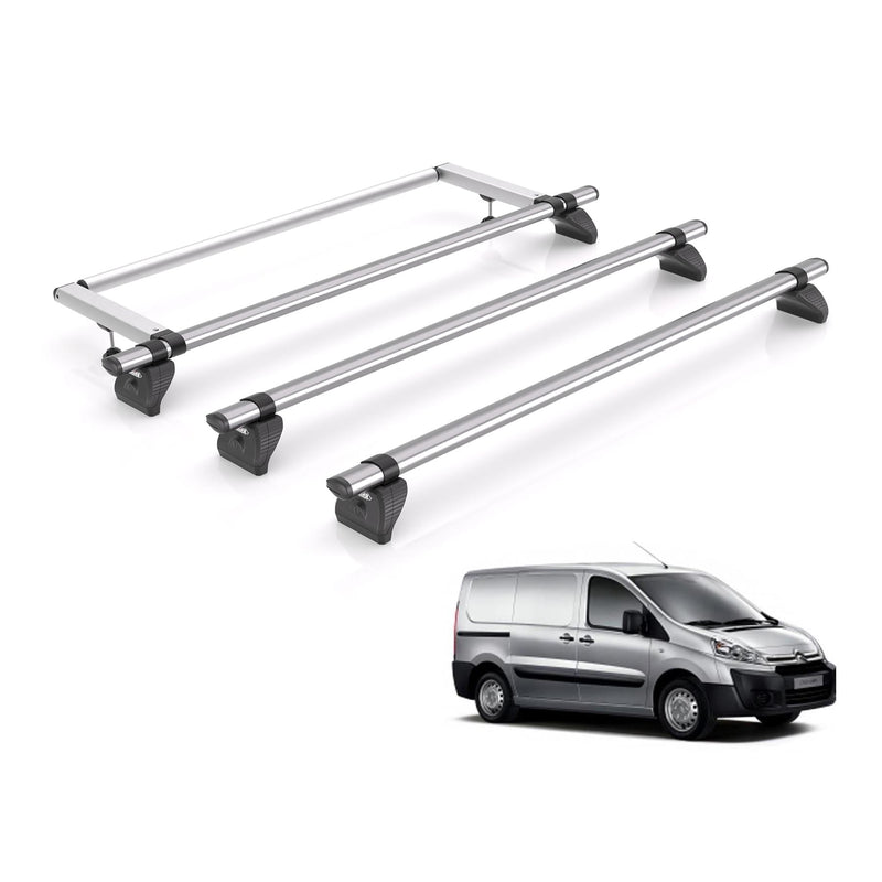 Citroen Dispatch Roof Rack For 2007-16 3x Bars & Roller Rhino Kammbar [Tailgate]