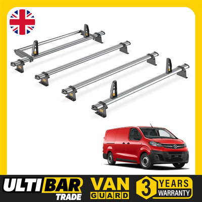 Vauxhall Vivaro Roof Rack for 2019+ LWB (L2) 4x Bars Bundle Van Guard Ulti Trade
