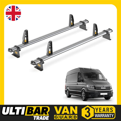 Man TGE Roof Rack for 2017+ H2/H3 Roof 2x Bars + Loadstops Van Guard Ulti Trade