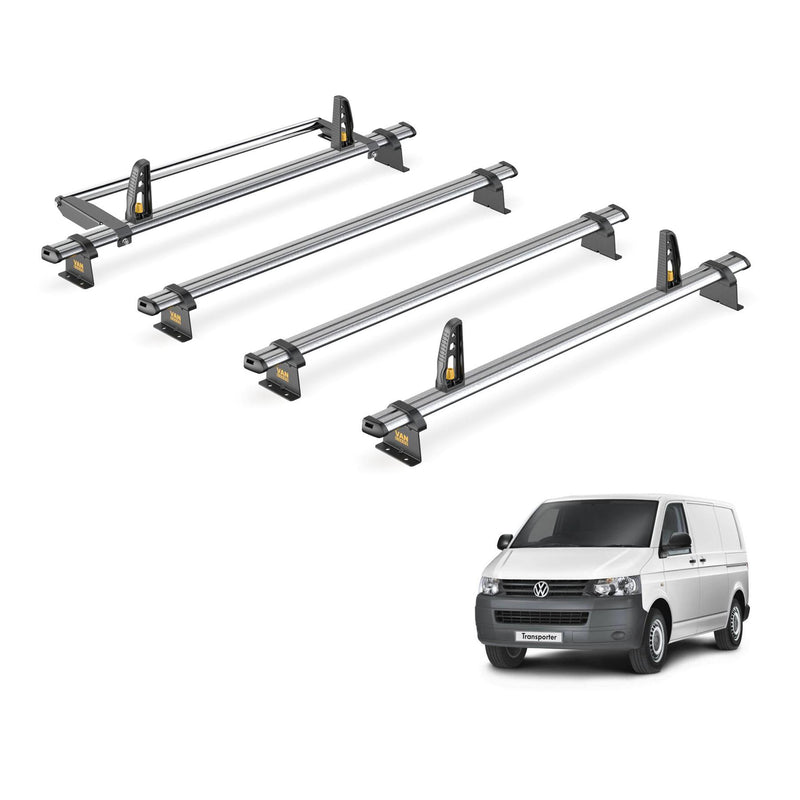 VW Transporter Roof Rack for 03-15 LWB [Tailgate] 4x Bars Bundle Van Guard Trade