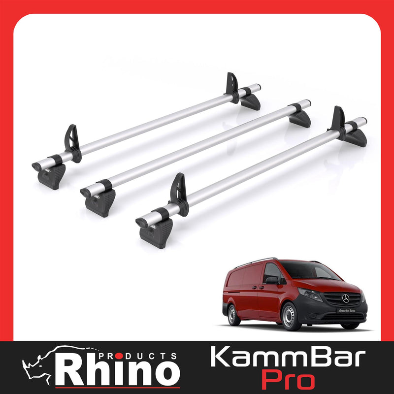 Mercedes Vito (2014-) - 3 Rhino Kammbar Pro Roof Bars (Aluminium)