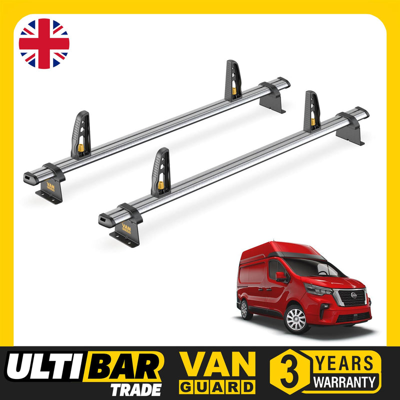 Nissan NV300 Roof Rack (2016+ High Roof) 2 Bars + Loadstops Van Guard Ulti Trade