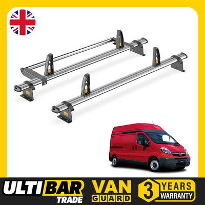 Vauxhall Vivaro Roof Rack (2001-14 High Roof) 2 Bars Bundle Van Guard Ulti Trade